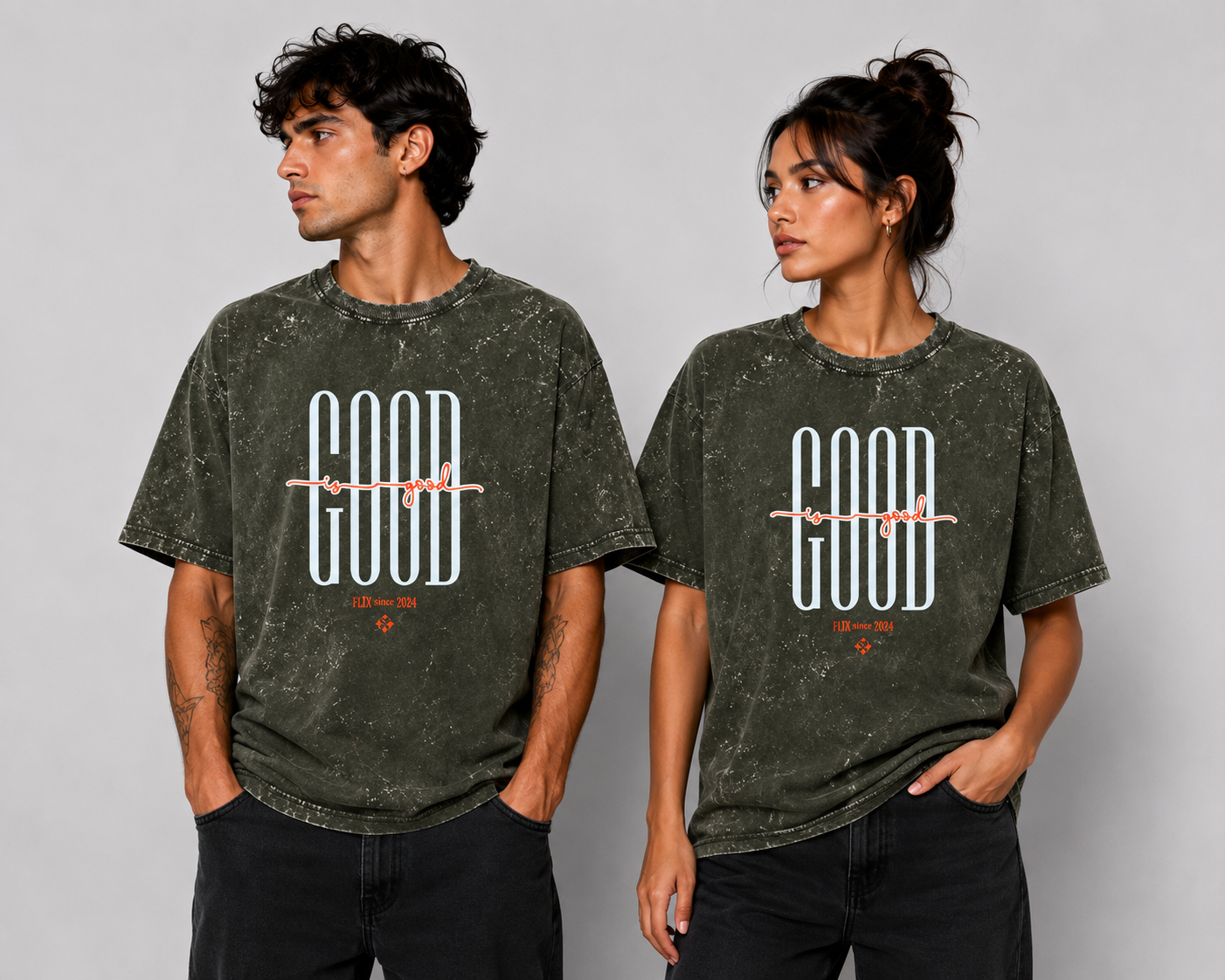 Good is Good Unisex Acid Washed Oversized Tee
