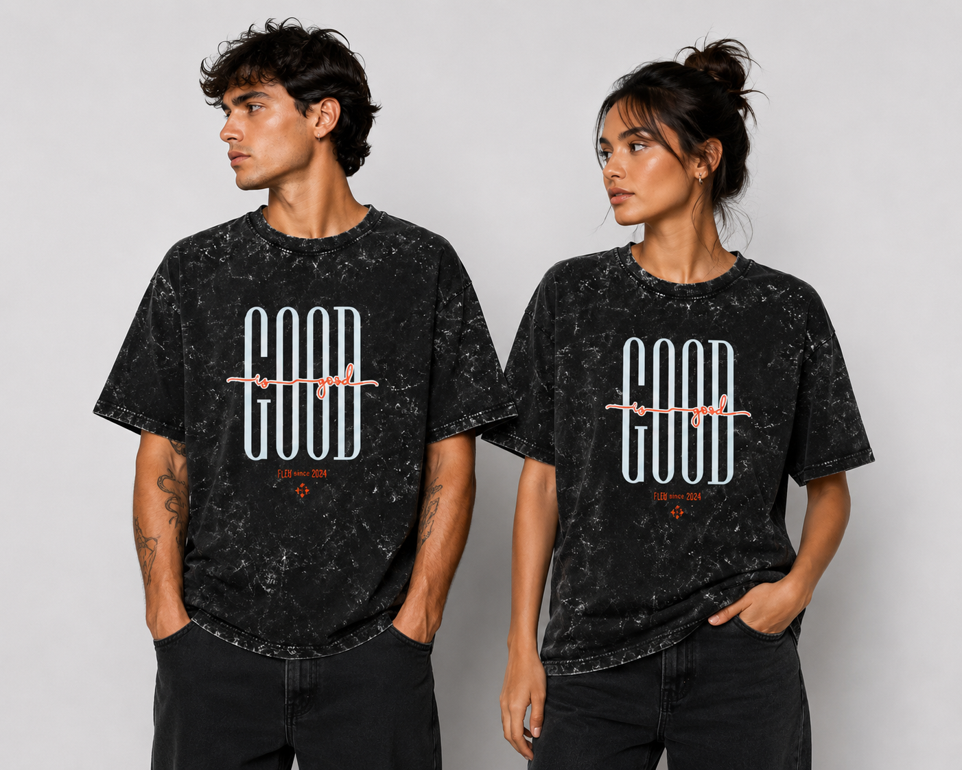 Good is Good Unisex Acid Washed Oversized Tee