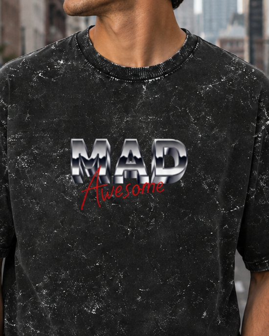 Mad Awesome Unisex Acid Washed Oversized Tee