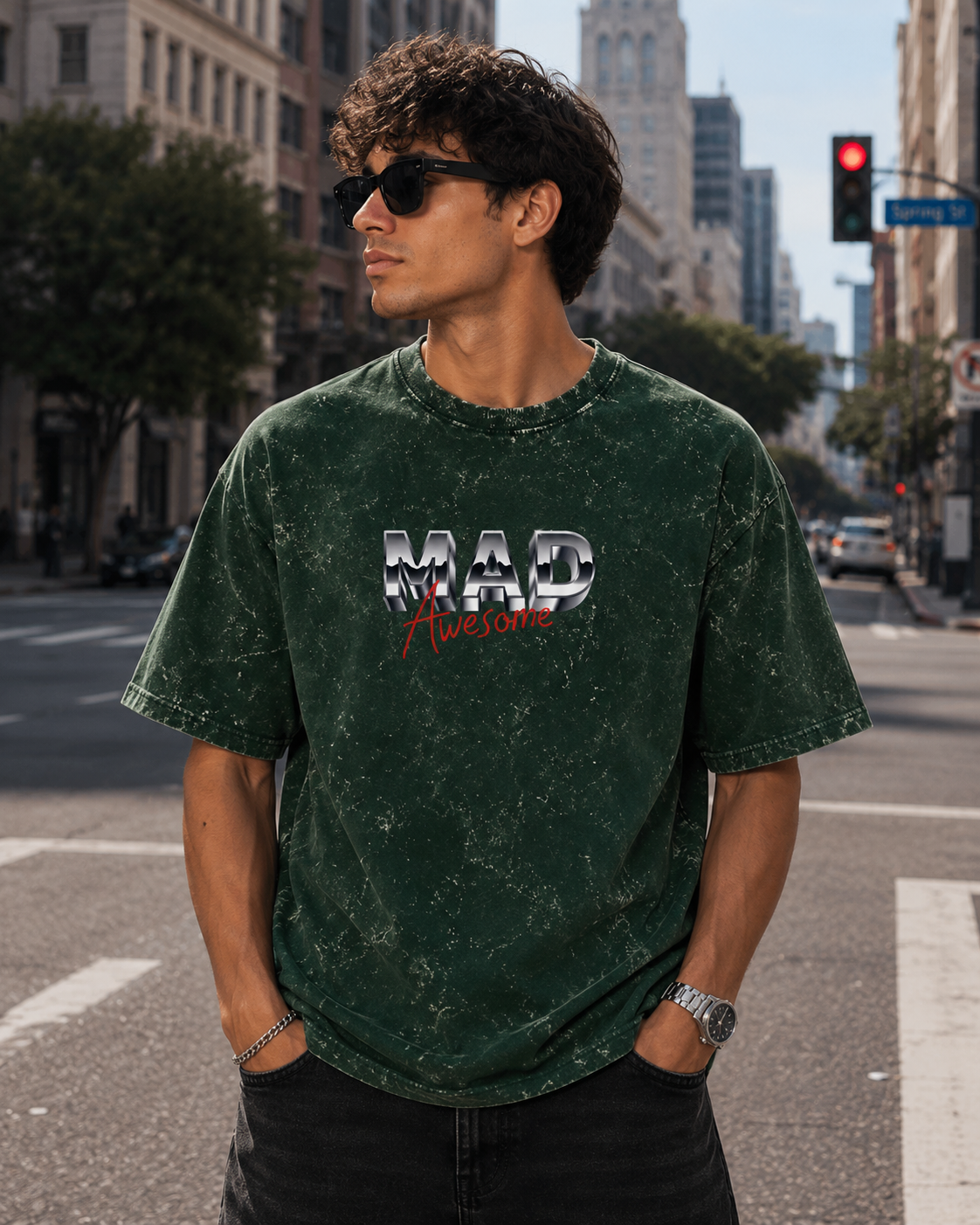 Mad Awesome Unisex Acid Washed Oversized Tee