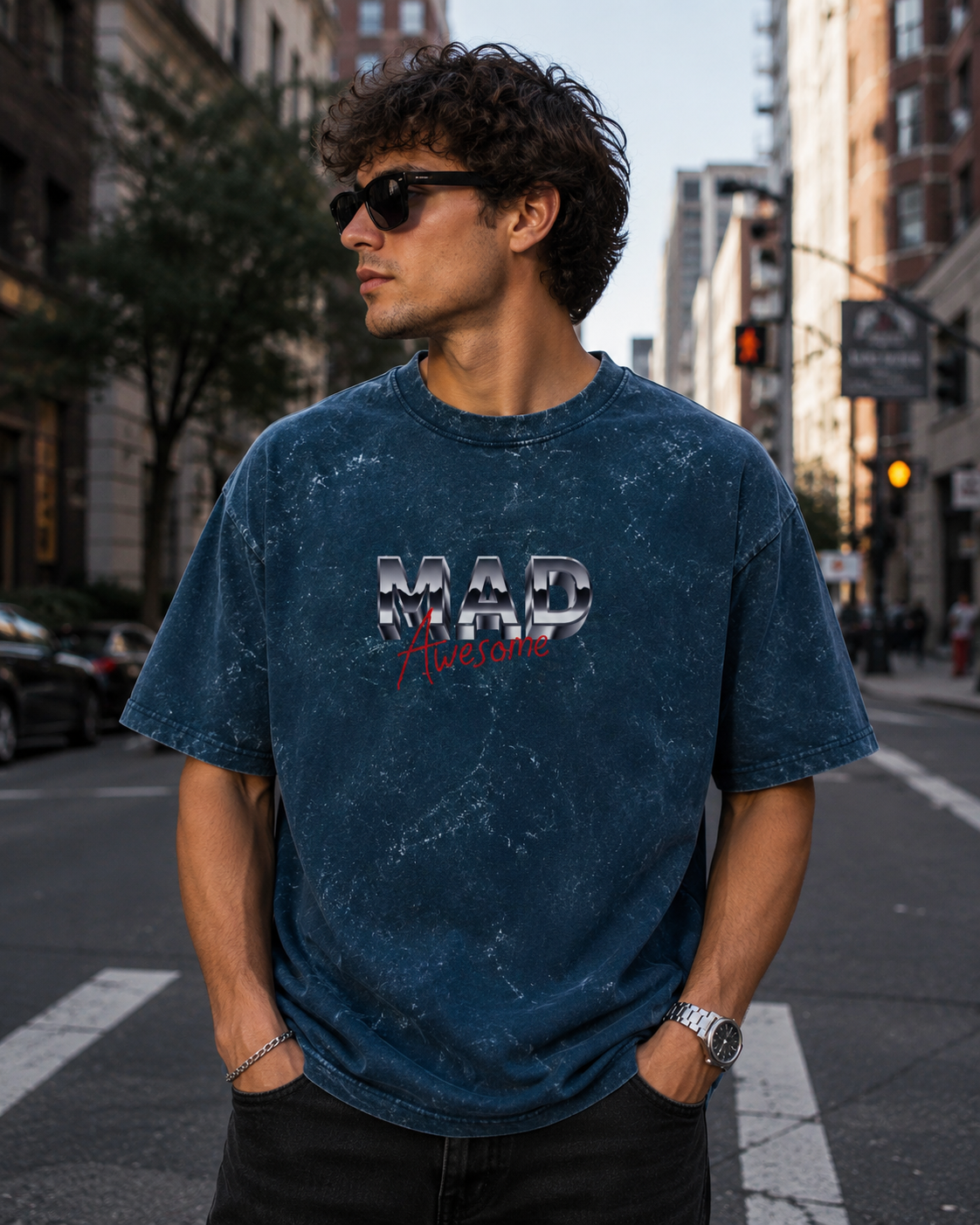 Mad Awesome Unisex Acid Washed Oversized Tee