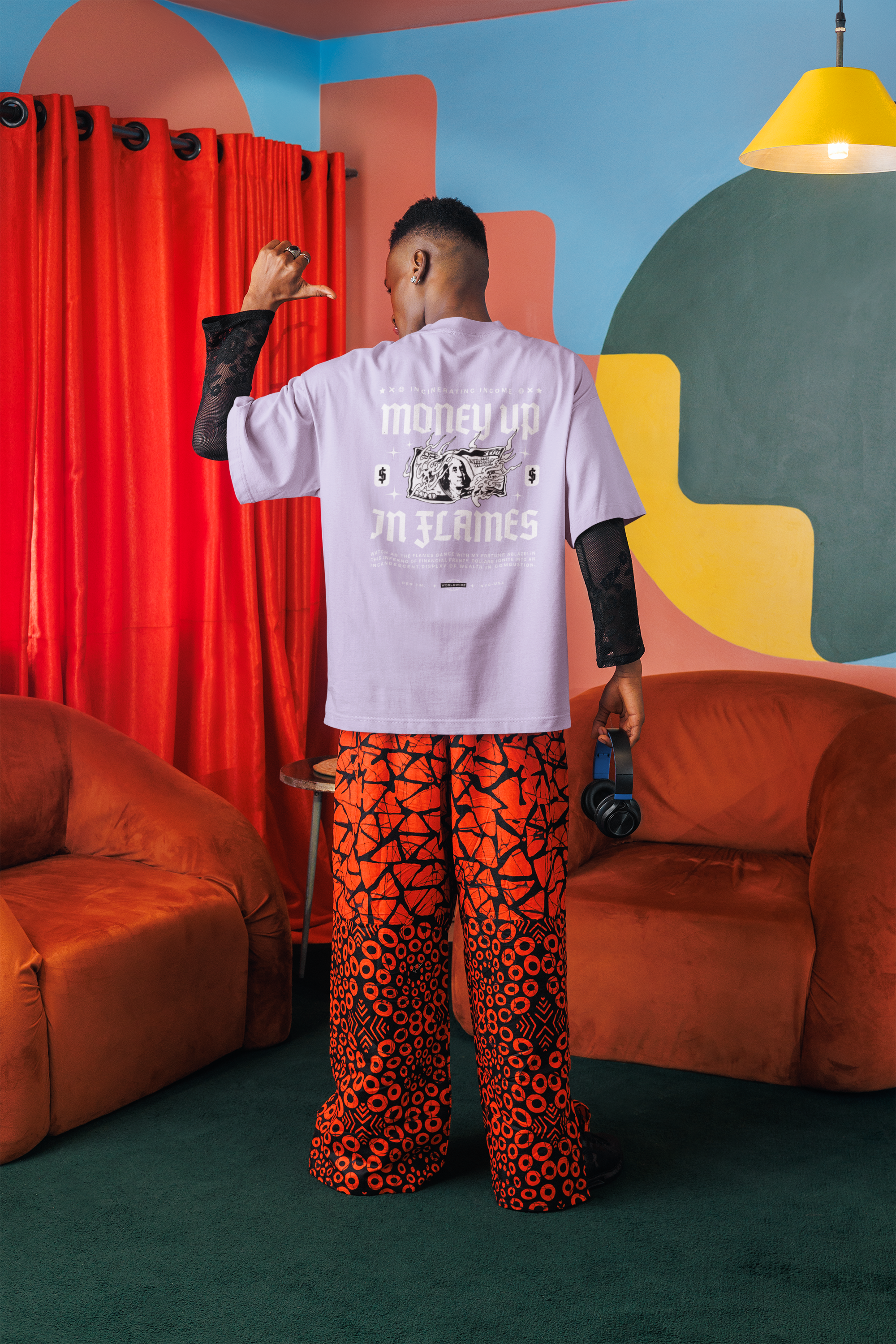 Money Up In Flames Unisex Terry Oversized Tee