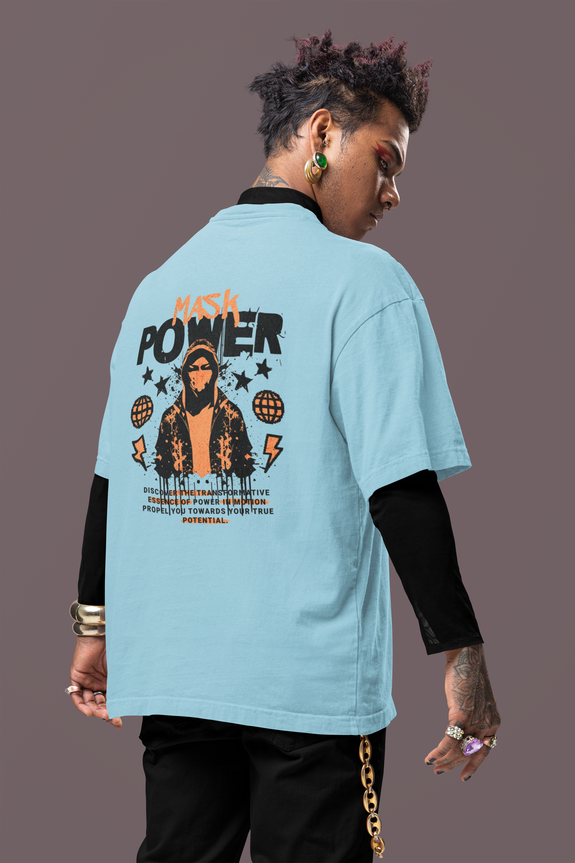 Mask Power Unisex Terry Oversized Tee