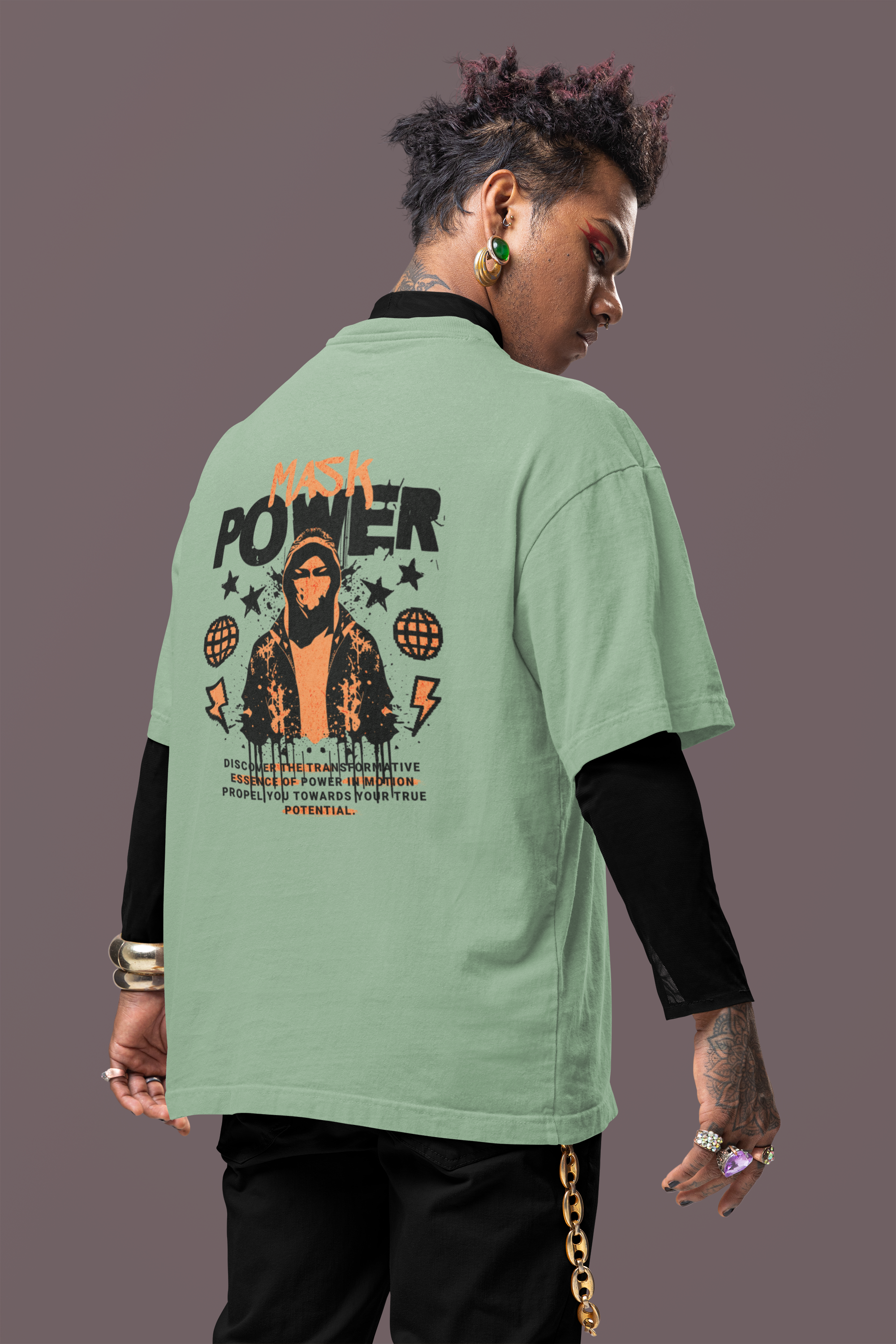Mask Power Unisex Terry Oversized Tee