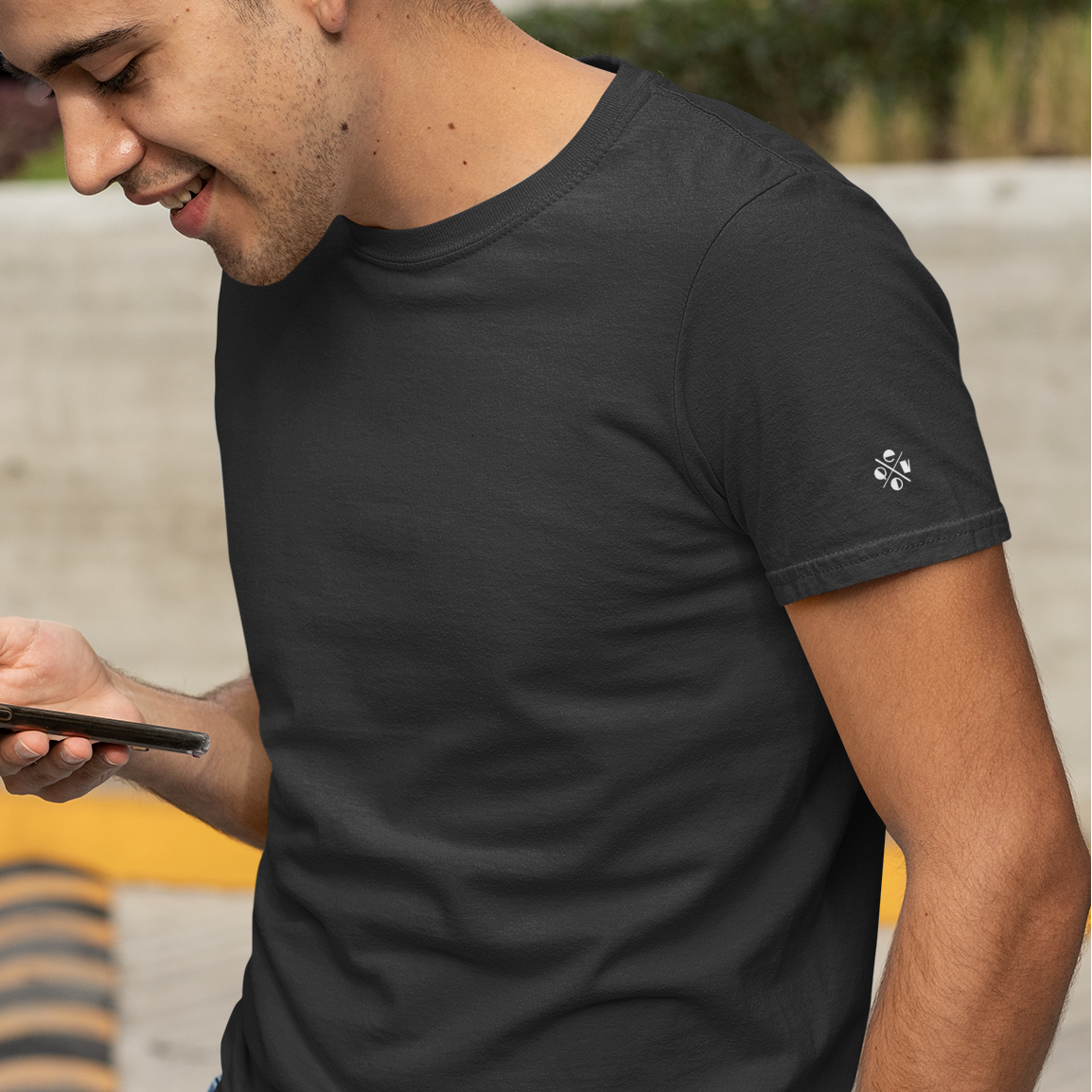 Black and Grey Plain Unisex Classic Crew T-Shirt