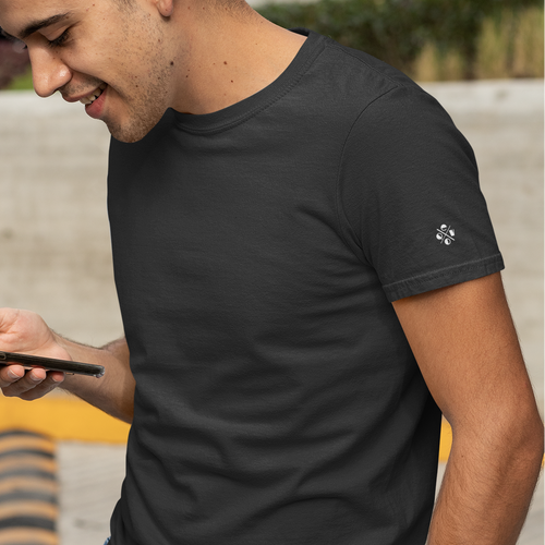 Black and Grey Plain Unisex Classic Crew T-Shirt