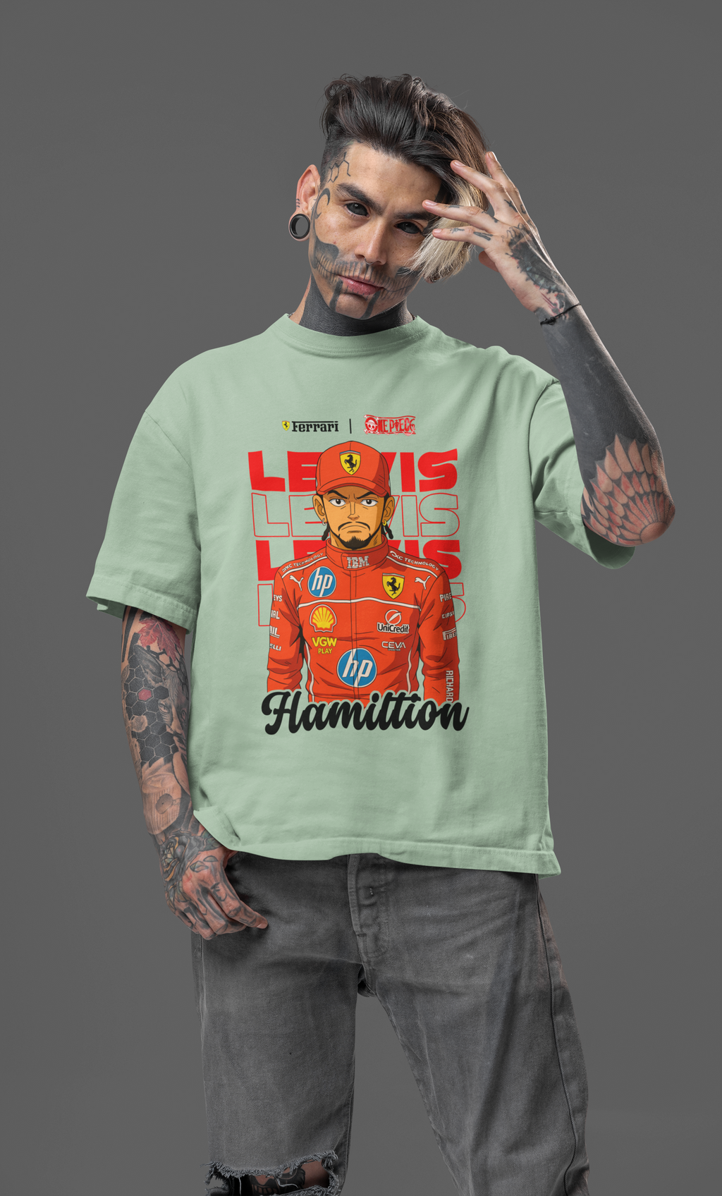 Ferrari Hamiltton Unisex Terry Oversized Tee