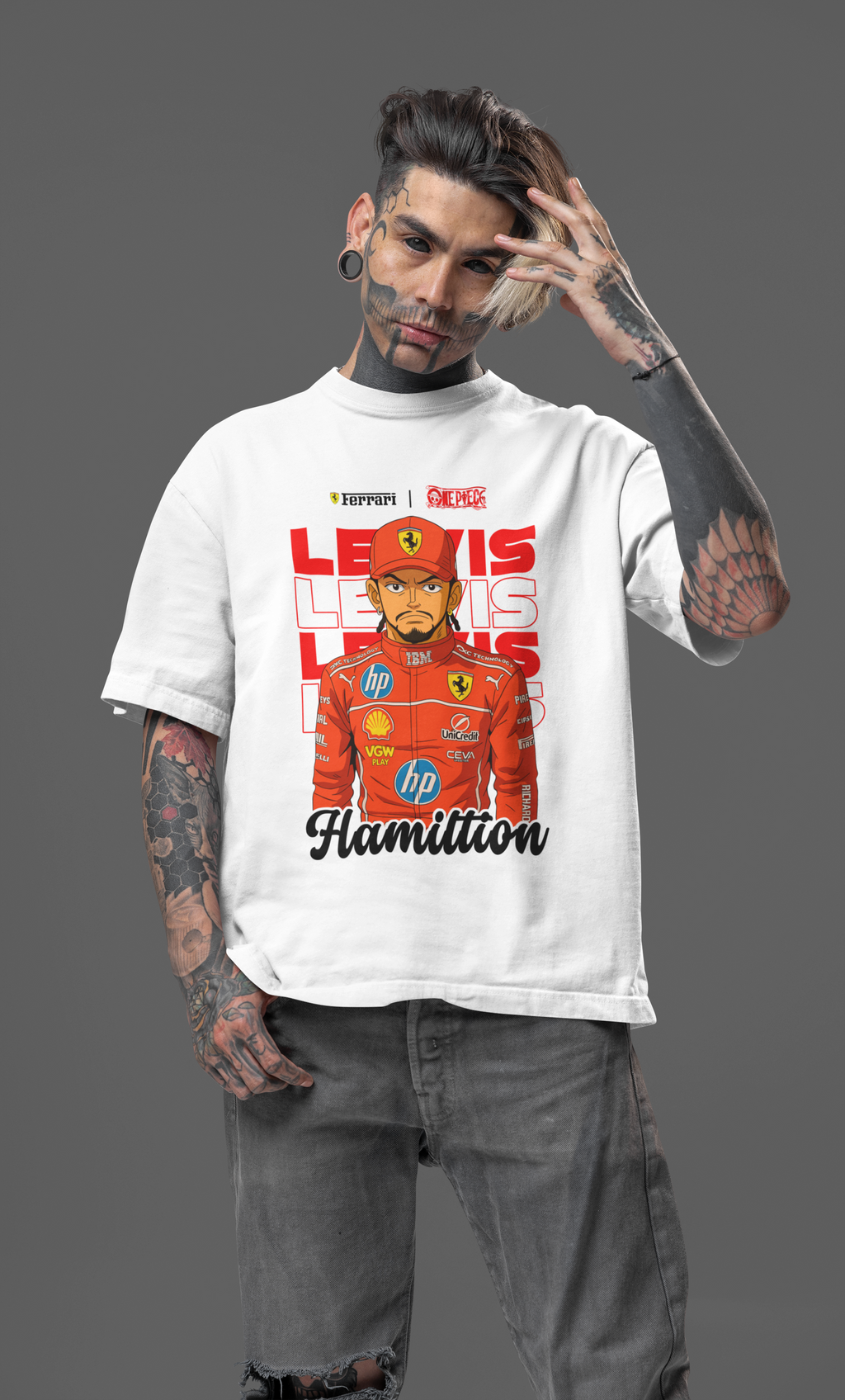 Ferrari Hamiltton Unisex Terry Oversized Tee