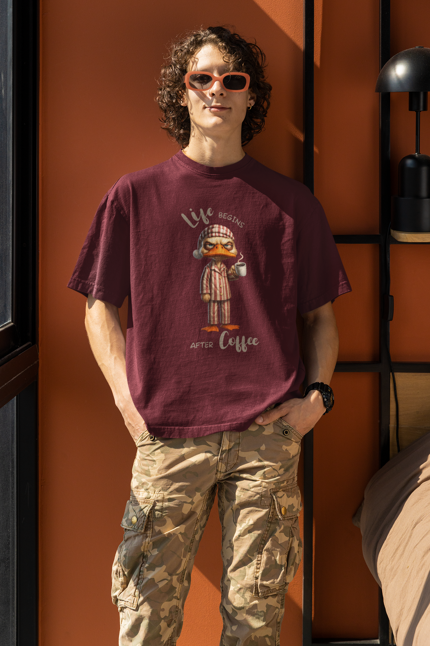 Life Begins After Coffee Unisex Terry Oversized Tee