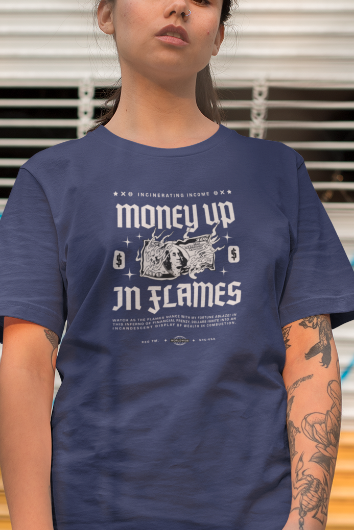 Money Up In Flames Unisex Oversized Classic T-Shirt