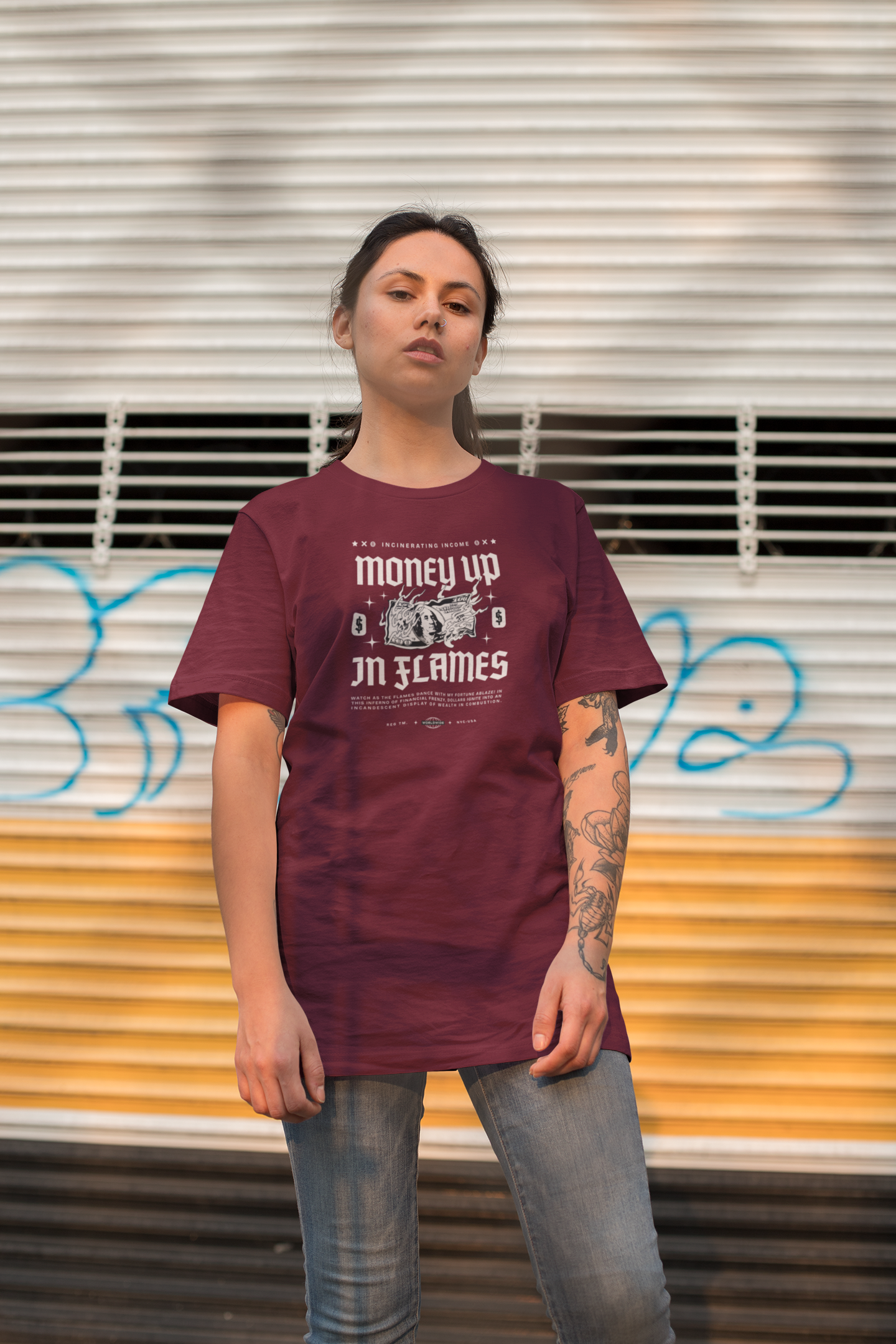 Money Up In Flames Unisex Oversized Classic T-Shirt