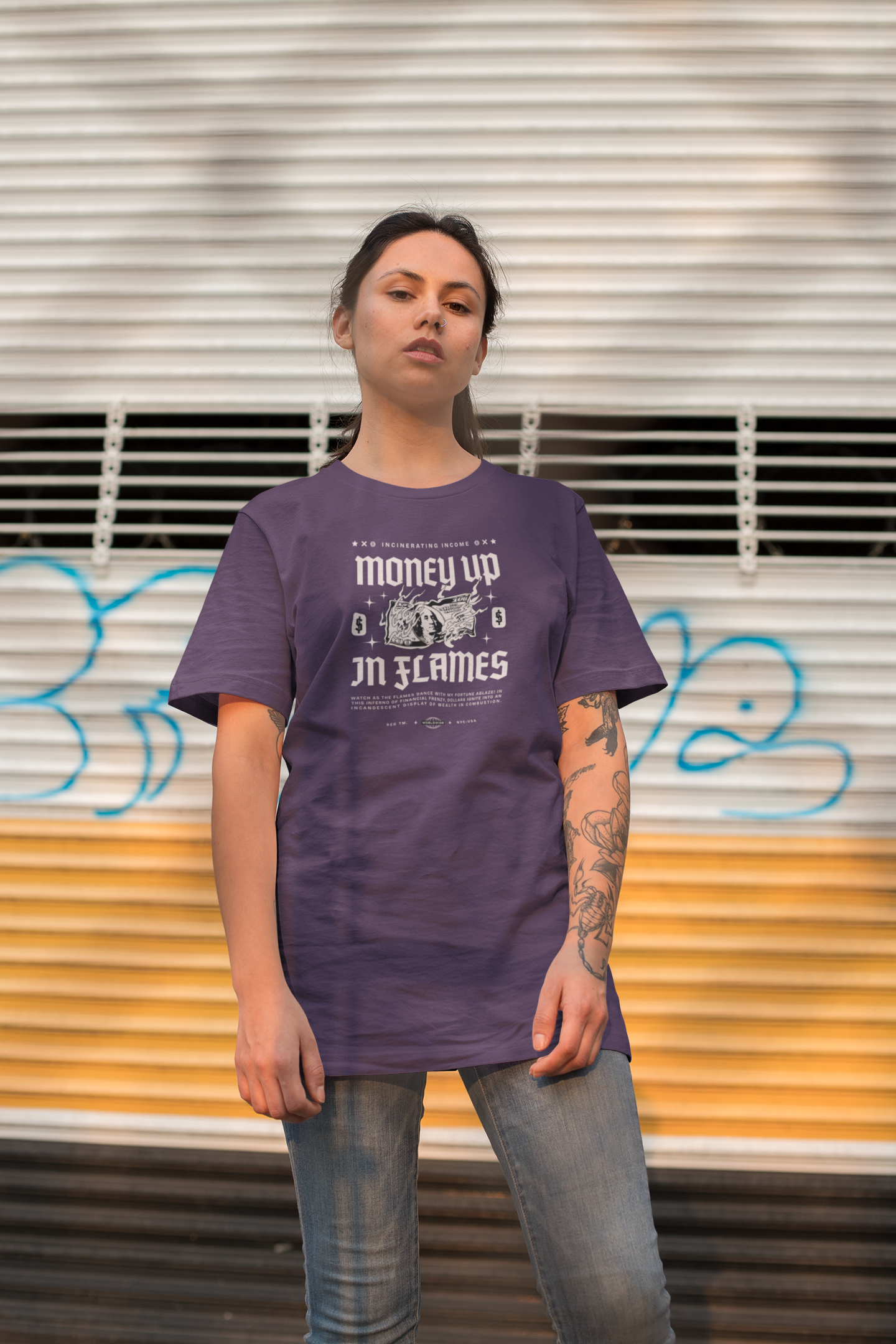 Money Up In Flames Unisex Oversized Classic T-Shirt