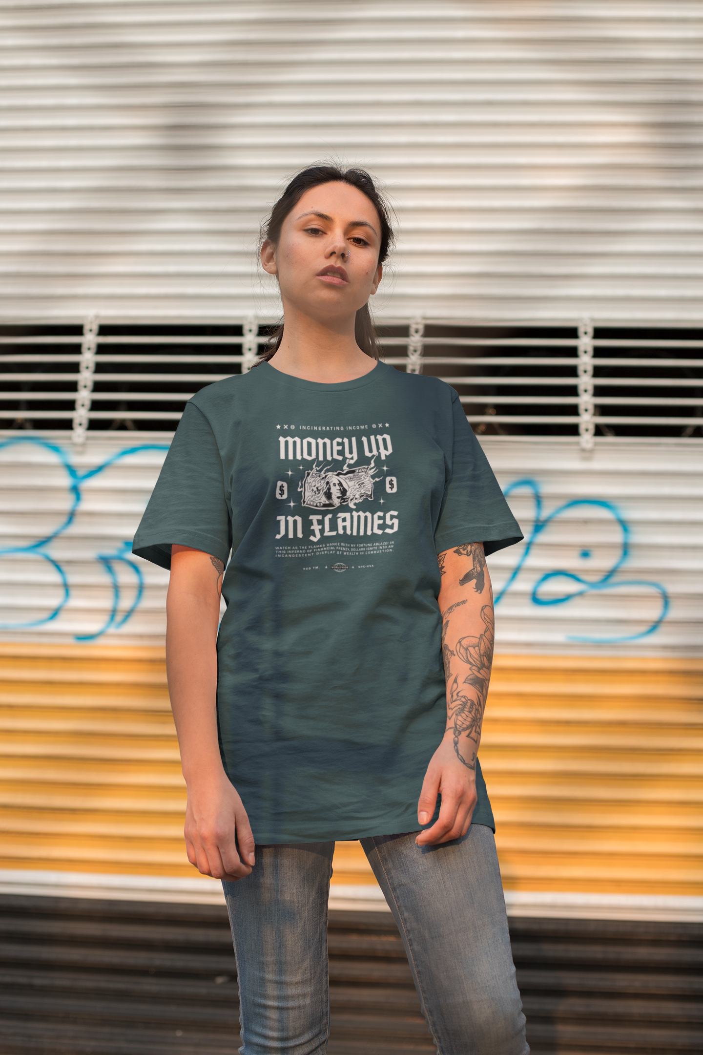 Money Up In Flames Unisex Oversized Classic T-Shirt